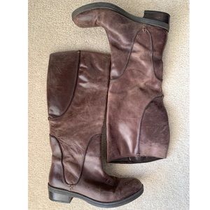 Brown distressed riding boots
